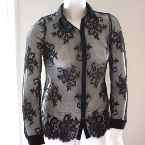 Intimissimi BLACK LACE Long-sleeve button down NEW